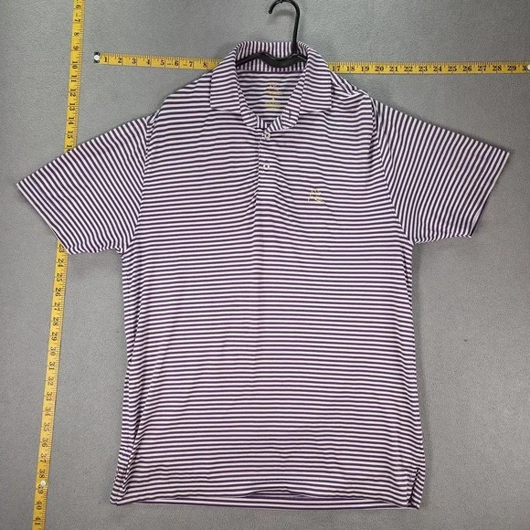 Rhoback Polo Shirt Mens Small Purple White Striped Performance Golf Stretch - Picture 1 of 8
